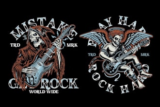 create vintage rock spirit rabbit dragon logo with custom illustration