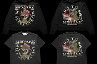 make vintage cupid gym warrior fish t shirt logo with powerful illustration