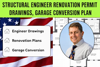 structural engineer renovation permit drawings, garage conversion mep plan ca ma