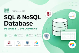 design sql and nosql databases using ms access, mysql, postgresql, airtable