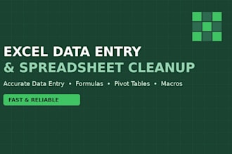 do excel data entry, cleanup and formula based reporting