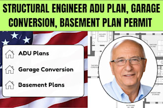structural engineer adu plan, garage conversion, basement plan permit drawings