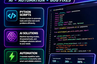 build python scripts, automate tasks, and fix python bugs
