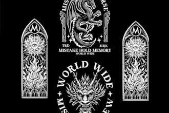 do vintage skeleton and dragon logo for photography brand and business