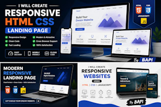 create a responsive HTML CSS landing page