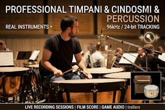 be your live session cinematic percussionist recording conga udu marimba timpani