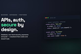 develop your supabase backend with auth database rls and edge functions