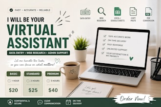 be your virtual assistant for data entry and web research