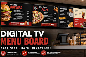 design digital TV menu board for restaurant cafe and fast food