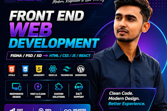 do front end web development using HTML CSS react and wordpress
