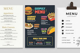 design a professional restaurant menu