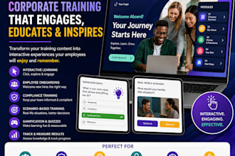 design an interactive genially corporate training and onboarding module