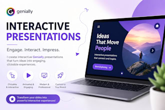 create an interactive genially presentation, pitch deck, training, or sales deck