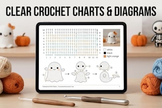 rewrite crochet pattern and draw crochet charts and diagrams