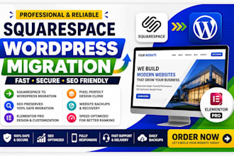 squarespace wordpress migration SEO preserved elementor pro design clone backups