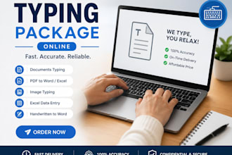 excellent typing and data entry