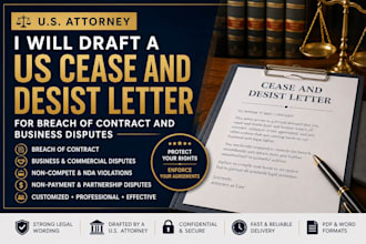 draft US cease and desist letter for breach of contract and business disputes