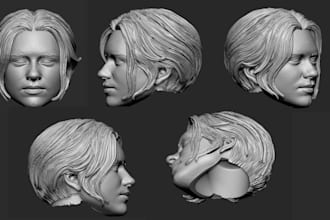 3d character head sculpt, 3d character model 3d headbust, full body for printing