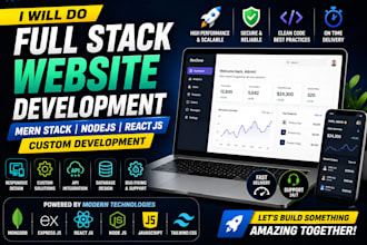 do full stack website development in mern, nodejs, react js, custom development