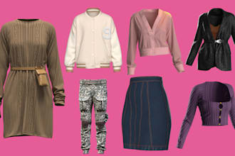create fashion design 3d garment 3d outfit street wear knitwear for your product