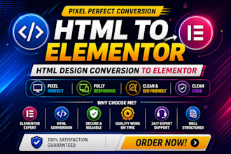 convert HTML to elementor wordpress website