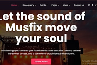 create music website, artist website, dj website for bands and record labels