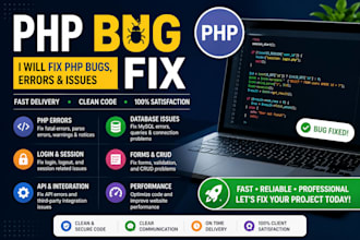 fix PHP bugs, errors, and issues in your web application