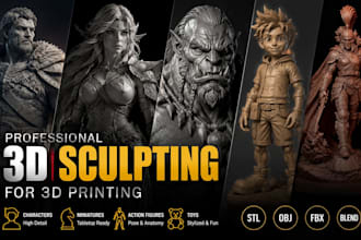 sculpt 3d model, character, miniatures, action figures, and toys for 3d printing