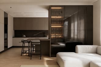 create a custom modern kitchen interior design and 3d render