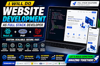do website development as full stack developer react js PHP laravel developer