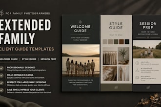 design extended family welcome guide style guide and session prep canva template