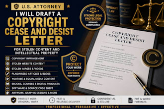 draft copyright cease and desist for stolen content and intellectual property