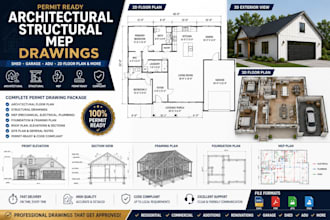 draw city permit drawings for house plan, pergola carport sunroom gazebo fence