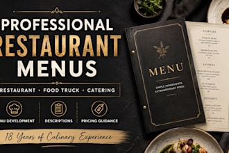 create a professional restaurant or food truck menu