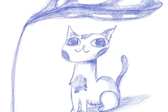 whimsical hand drawn pet pencil sketch illustration