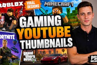 design viral gaming youtube thumbnails for roblox minecraft fortnite gta