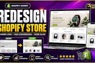 redesign shopify store, shopify website and dropshipping store