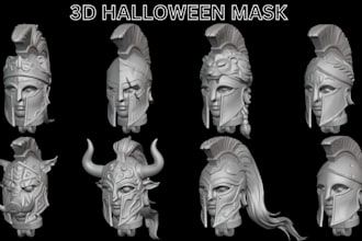 create custom 3d printable halloween cosplay mask and helmet stl for 3d printing