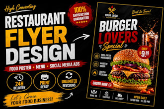 design high converting restaurant food ads and flyers