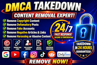 remove copyright takedown harassing,defaming facebook tiktok instagram dmca