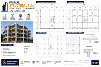 prepare structural plan, beam layout, column layout and slab details