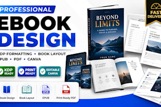 ebook design, book layout, KDP formatting, canva, epub and PDF ready print ready