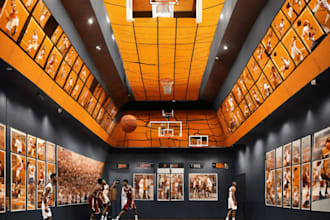render 3d sport complex, baseball field, 3d models sports facilities, gym, yoga