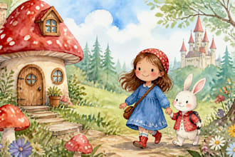 draw hand painted watercolor art for children stories