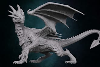 design dragon models, fantasy creatures 3d toys  and 3d printable stl figures