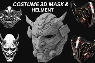 design realistic 3d cosplay masks for 3d printing, cosplay and props  3d helmet