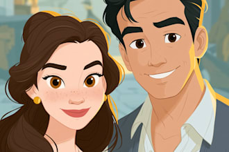 draw cartoon portrait in disney cartoon illustration