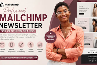create professional mailchimp newsletter for online website clothing brands
