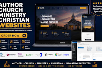design author website, church website, ministry, christian donation website