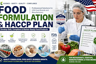 create food formulation and haccp plan for USA brands and manufacturers